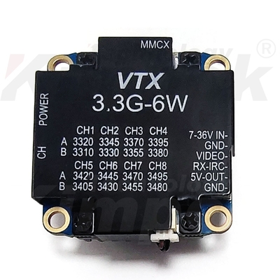 3.3G 6W видеопередатчик 3.3Ghz FPV VTX 8 каналов Дальность передачи видео аудио